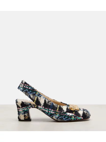 Pantofi cu toc Valentino Garavani din tweed slingback