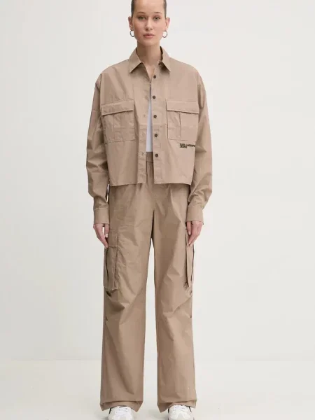 Karl Lagerfeld Jeans koszula relaxed z kołnierzykiem klasycznym beżowy