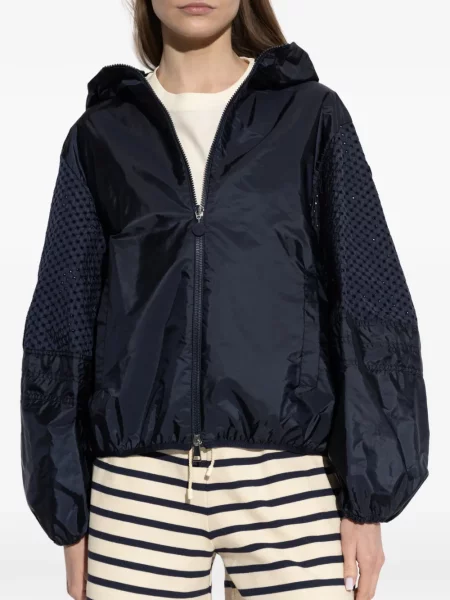 Geacă Moncler cu glugă albastru