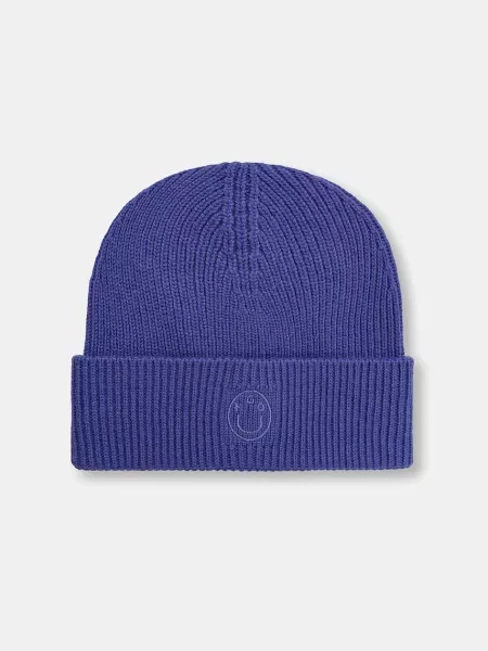HUGO BLUE czapka z wełny dziewiczej Kobiety lila jednolity ONE SIZE niebieska