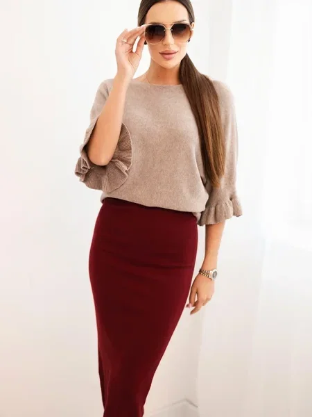 Fustă tip creion Kesi Włoski bordo