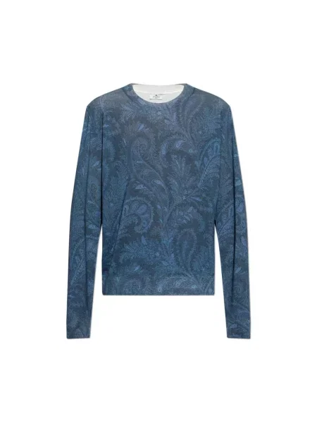 Dzianinowy sweter Etro niebieski