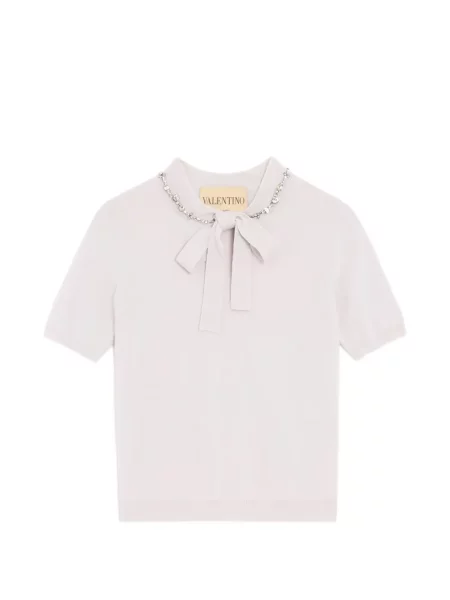Pulover Valentino Garavani cu broderie de lână violet
