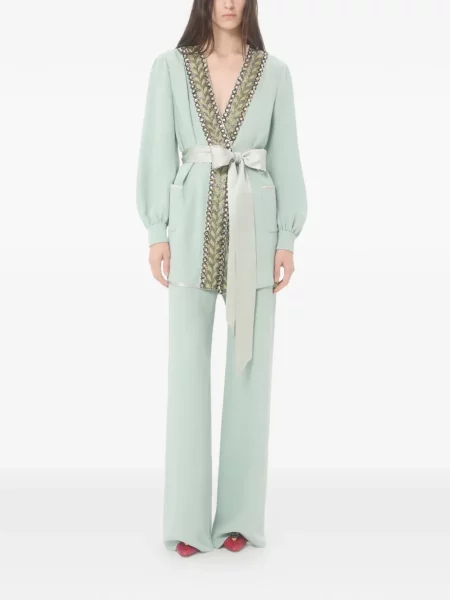 Bluză Valentino Garavani cu broderie verde
