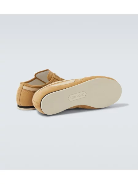 Sneakerși Tom Ford din piele de căprioară bej