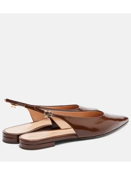 Balerini Gianvito Rossi din piele de lac slingback maro