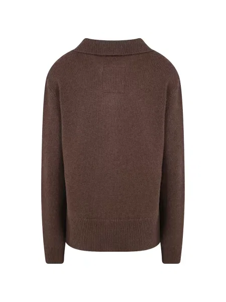 Gulerat tricou polo Uma Wang din cașmir maro
