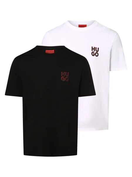 HUGO tricou din cu imprimeu alb