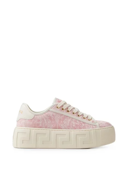 Sneakerși Versace cu platformă din jacard roz