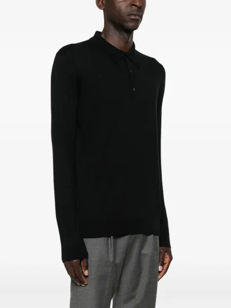 Tricou polo Alpha Studio tricotate negru