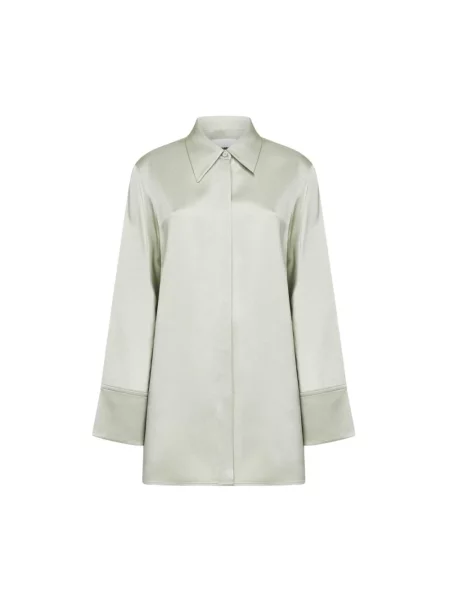 Satynowa koszula Jil Sander zielona