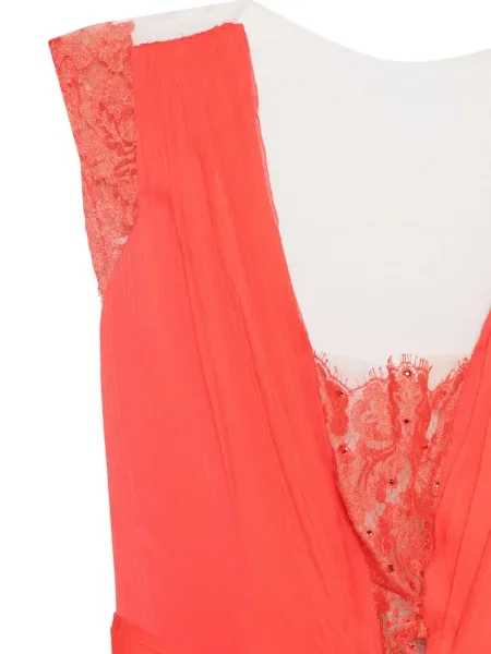 Rochie maxi Rhea Costa din dantelă portocaliu