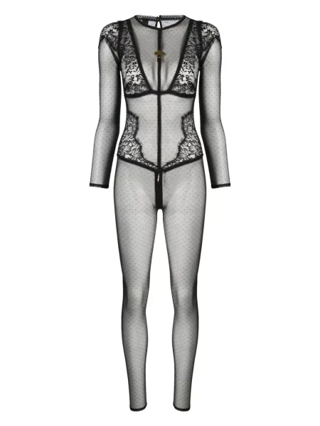 Przezroczysty kombinezon Maison Close z siateczką czarny