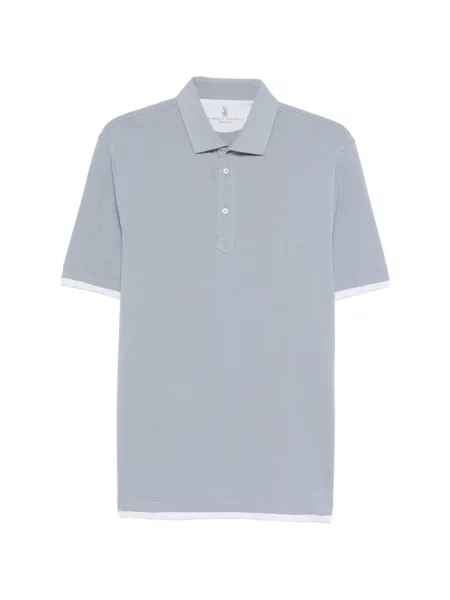 Polo Brunello Cucinelli scurt albastru