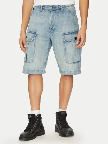 G-Star Raw Pantaloni scurți de blugi Bend 3D Cargo celest albastru