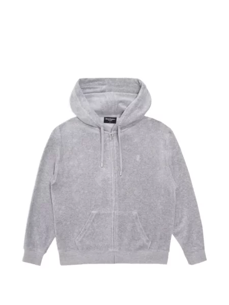 Hanorac cu glugă Juicy Couture din velur gri