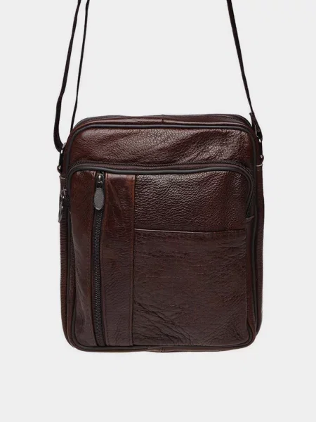 Кожаная сумка через плечо Borsa Leather коричневая