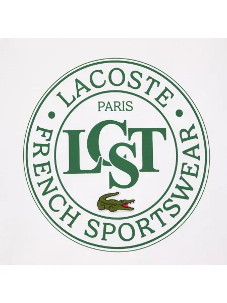 Lacoste Luźna Koszulka Z Nadrukiem biała