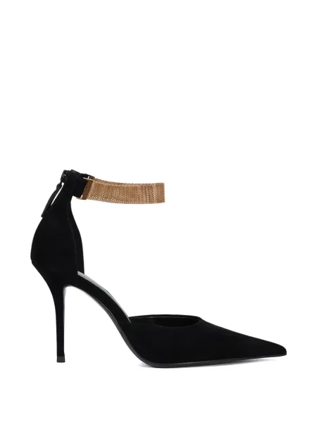 Cropp pantofi cu toc Potamy din piele de căprioară cu baretă pe gleznă negru