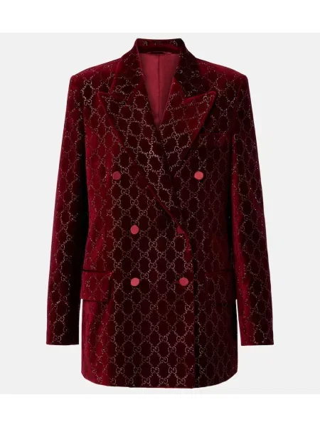 Blazer Gucci iz rebrastega žameta rdeča