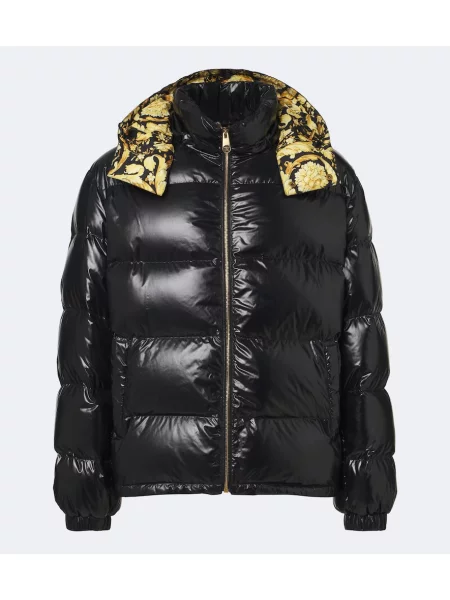 Geacă cu puf Versace cu glugă negru