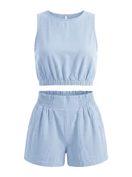 Imily Bela Costum cu pantaloni azuriu