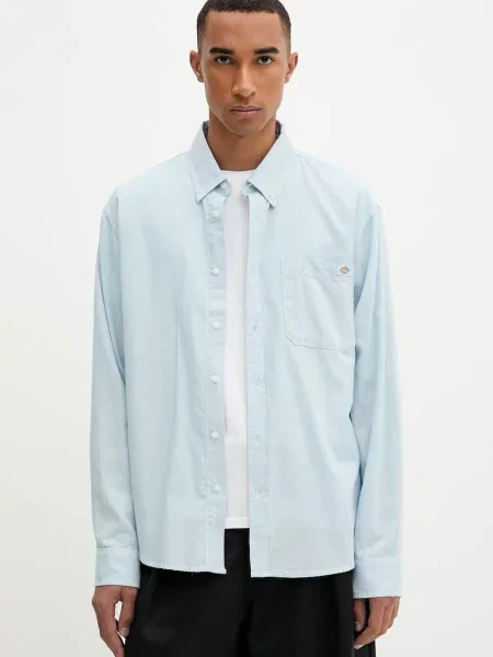 Риза Dickies със стандартна кройка с яка с копче синьо