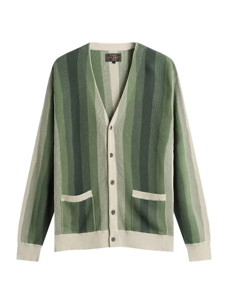 Sweter w paski Beams Plus w paski zielony