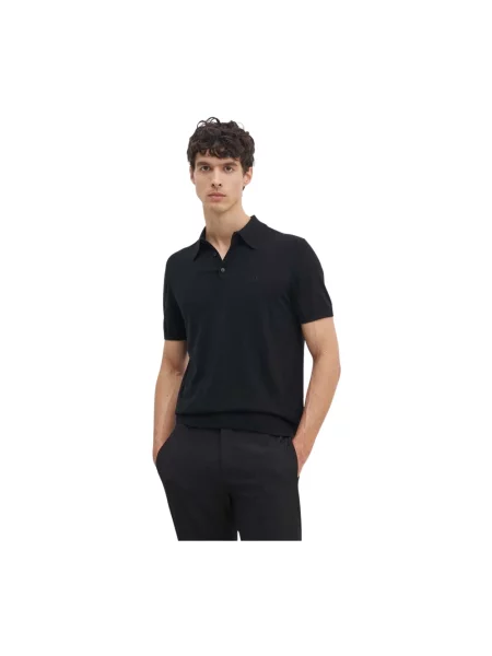 Dzianinowa koszulka polo Armani Exchange z krótkim rękawem czarna
