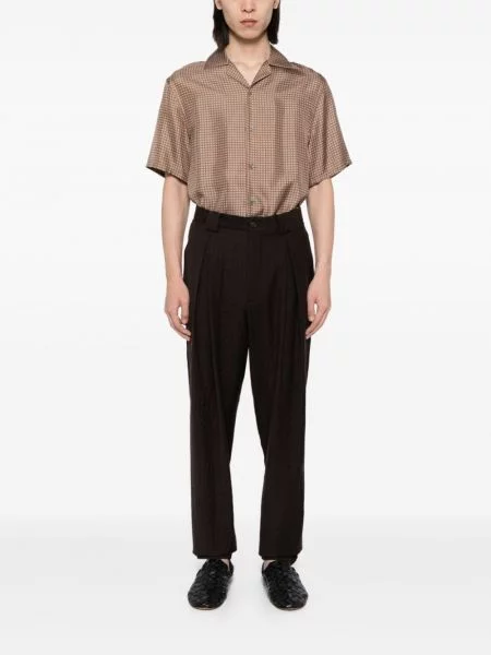 Plisuoti flanelės kelnės Giorgio Armani ruda