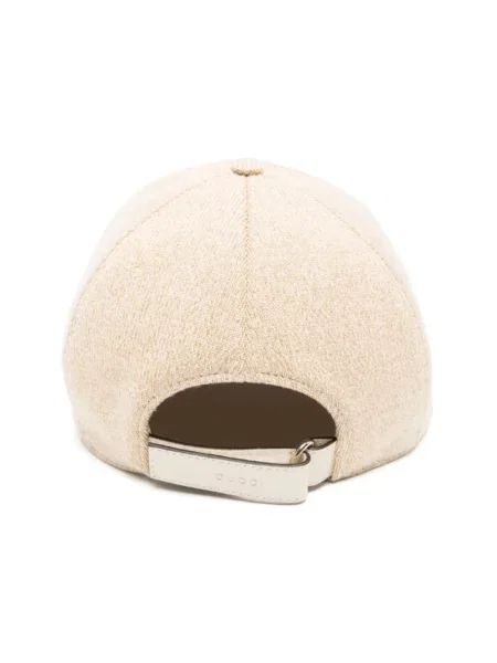 Czapka z daszkiem Gucci wełniana z logo beżowa