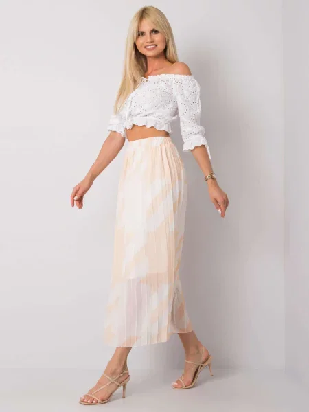 Fusta plisata Fashionhunters bej