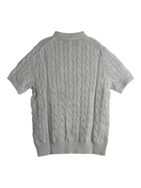 Tricou polo Polo Ralph Lauren în carouri tricotate gri