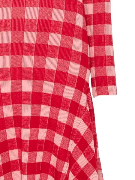 Rochie Ami Paris în carouri asimetrică roșu