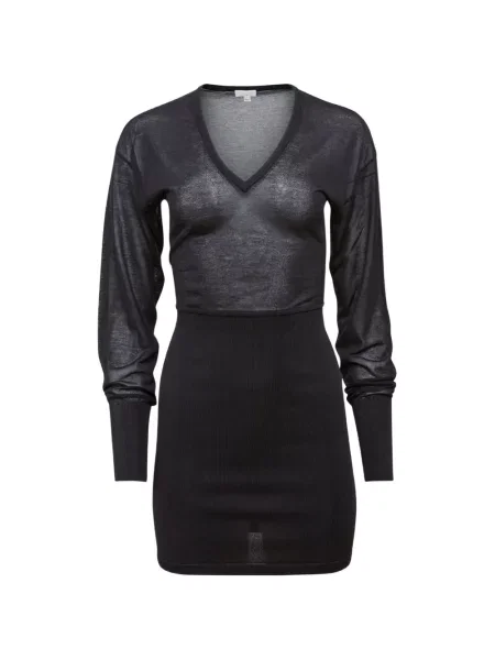Rochie maxi Fleur Du Mal cu decolteu în V lungă de costum negru