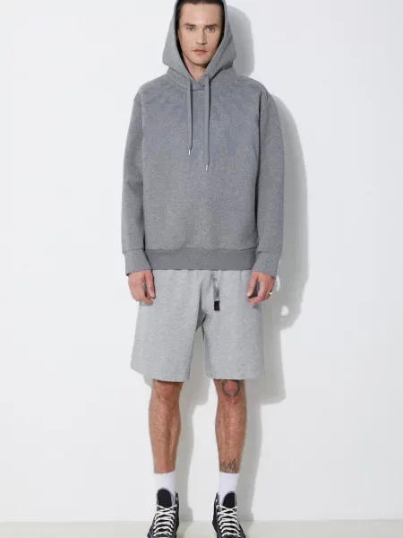 Neil Barrett bluza Fairisle Thunderbolt Sweatshirt z kapturem z nadrukiem szary