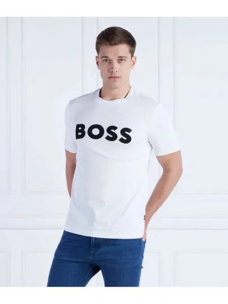 BOSS BLACK Tricou Tiburt alb