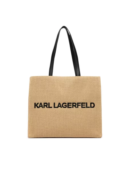Karl Lagerfeld torebka tote pleciona K/ESSENTIAL brązowa
