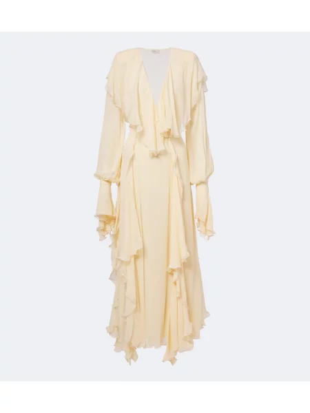 Rochie maxi Blumarine cu volane bej