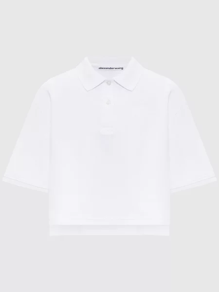 Поло з вишивкою Alexander Wang біле