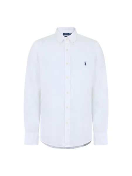 Polo Ralph Lauren koszula lniana Mężczyźni Regular Fit len jednolity S biały