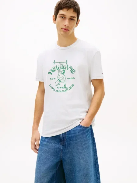 Tommy Jeans Póló melír / zöld szürke