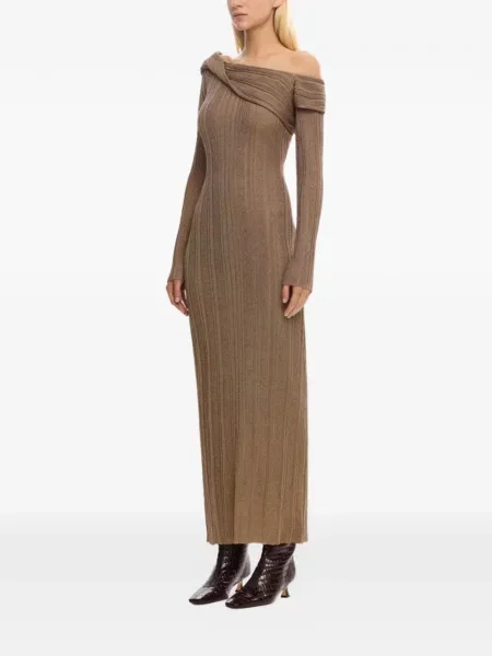 Rochie maxi Significant Other lungă de costum maro