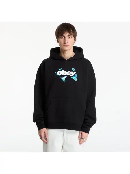 Φούτερ Obey Doves Extra Heavy Hood Black M μαύρο