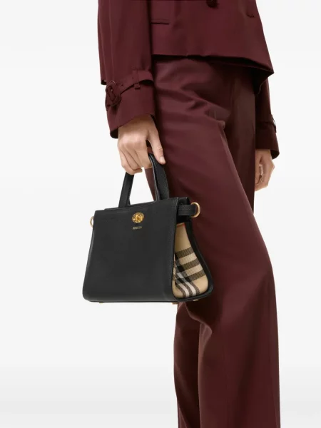 Καρό τσάντα shopper Burberry μαύρο