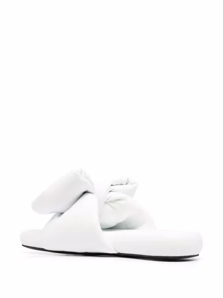 Zateplené pantofle Off-white s mašlí bílé