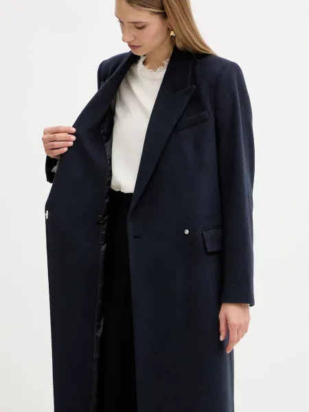 BOSS płaszcz kaszmirowy granatowy