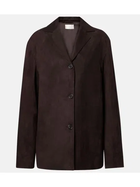 Geacă The Row din piele de căprioară maro