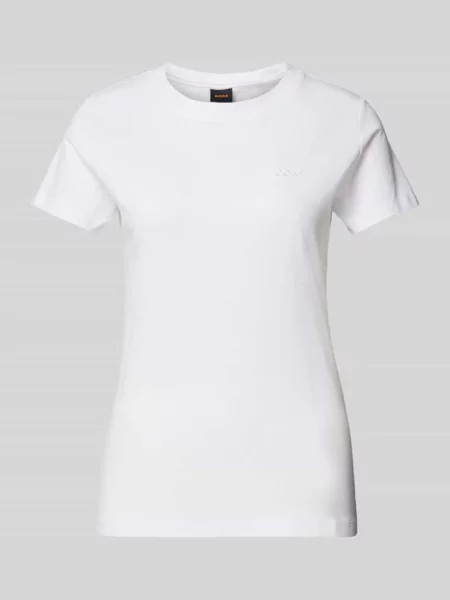 T-shirt z wyhaftowanym logo model ‘Esogo’ Boss Orange biała