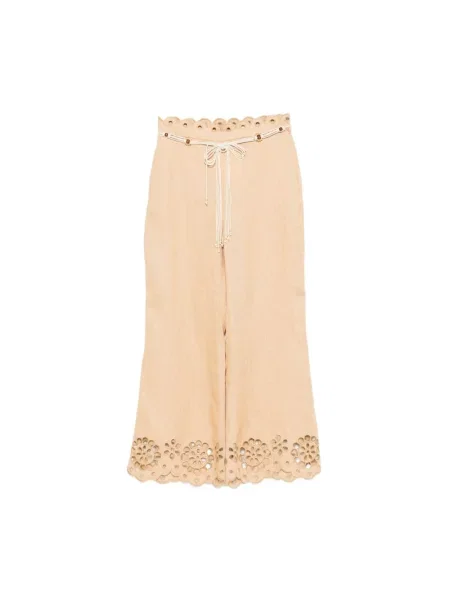 Haftowane spodnie Zimmermann dzwony żółte